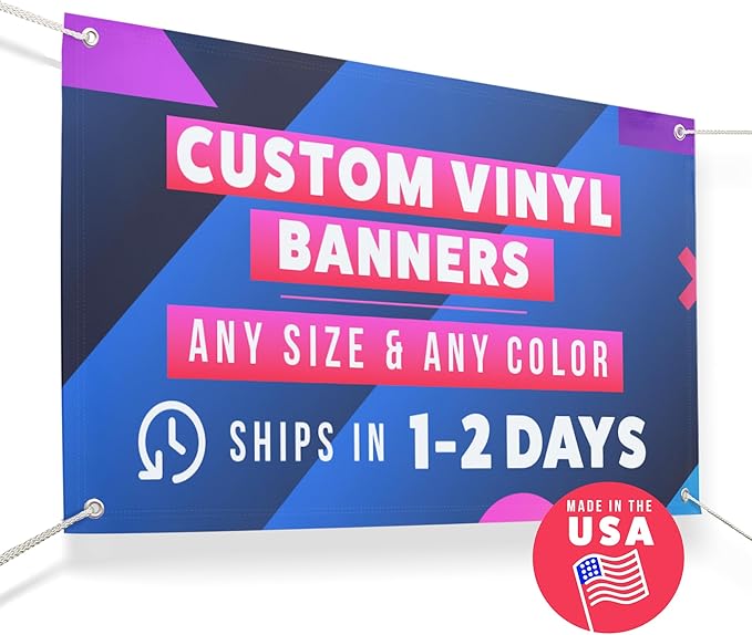 Personalized Vinyl Banner – Vinyl Printed Customizable Banner for Indoor and Outdoor Use (2'x6')