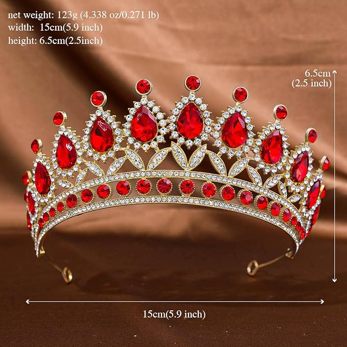 FORSEVEN Crystal Tiaras and Crowns for Women - Wedding and Birthday Party Princess Crown Hair Accessories - Bride Rhinestone Headband Halloween Decorations Hairband