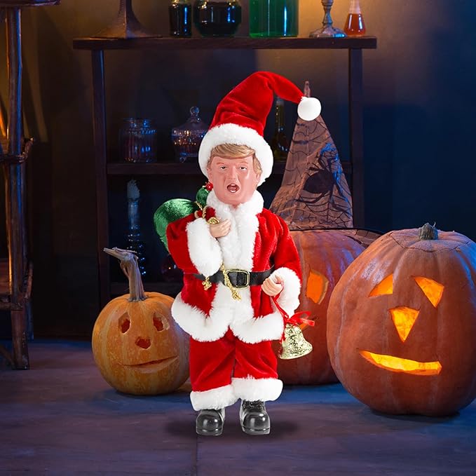 Father Santa Donald Christmas Figurine 45cm (Red) – Funny Holiday Character Ornament – Novelty Christmas Decoration for Home, Party & Garden