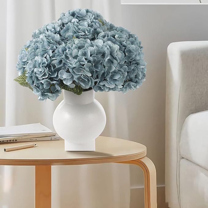 Kimura's Cabin 2Bouquets Fake Silk Hydrangea Flower Artificial Hydrangea Bouquets 10Heads for Home Table Centerpieces Wedding Party Decoration(Sky Blue, Pack of 2