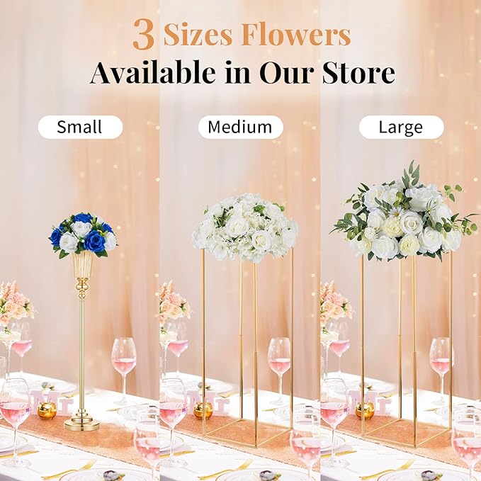 NUPTIO Flower Balls for Wedding Centerpieces - 6 Pcs 9.5 inch Diameter Fake Flower Ball Arrangement Bouquet Party Centerpieces for Tables - Royal Blue Rose Bouquet Centerpiece Flowers for Table