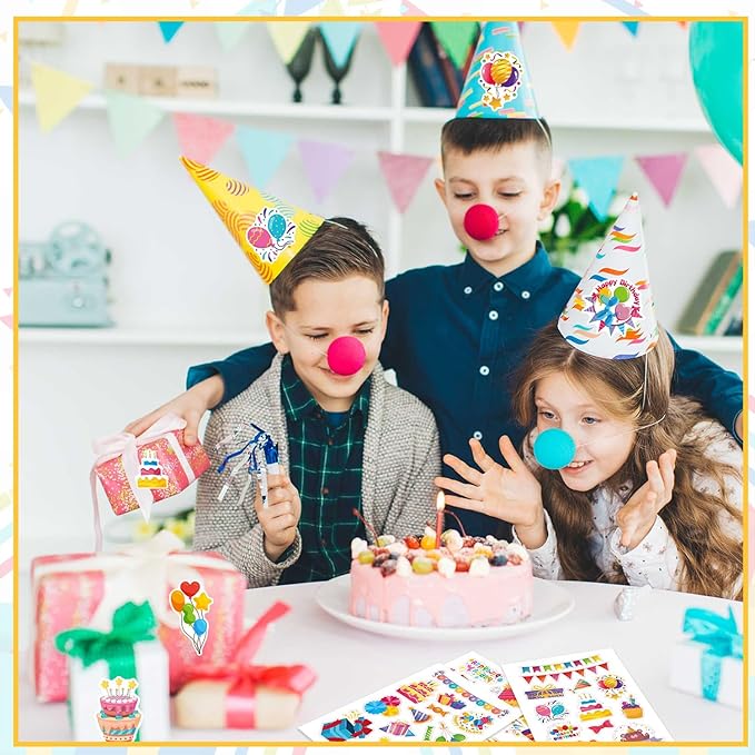 24 Sheets Happy Birthday Stickers - 320PCS Balloon Cake Present Stickers for Birthday Party Decorations Craft Scrapbooking Water Bottles Gifts Bags Cards Decor