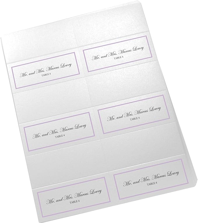 Single Line Border Printable Place Cards, Lavender (Choose Color), Set of 60 (10 Sheets), Laser & Inkjet Printers - Wedding, Party, Dinner, and Special Events - Made in the USA