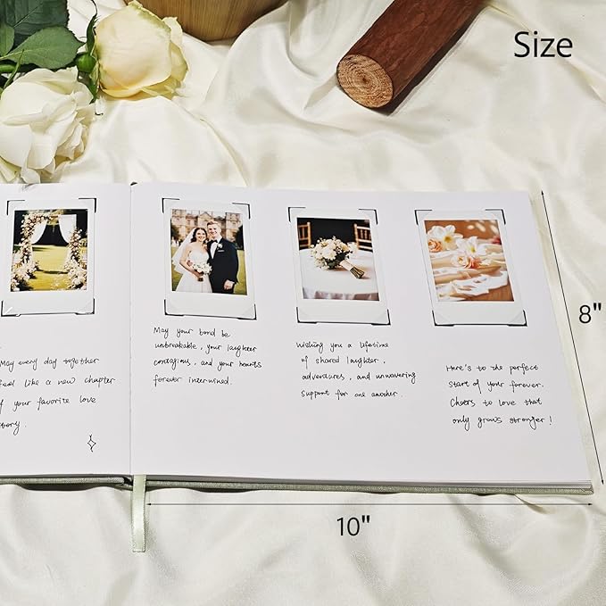 Personalized Wedding Guest Book-for Wedding Reception and Various Celebrations Including Birthday Parties, Anniversaries, Baby Showers-100 Blank Pages for Guest Signatures and Photo Displays (Sage)
