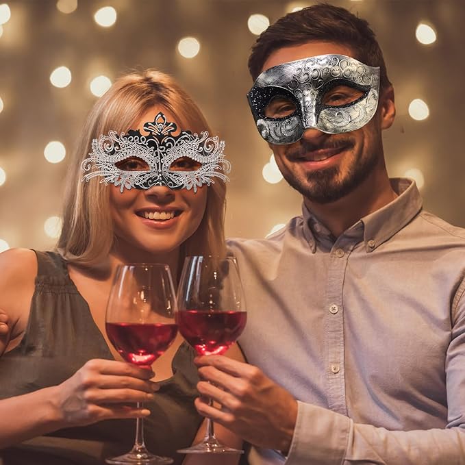 Coddsmz Couple Masquerade Mask Set - Venetian & Mardi Gras Mask for Women & Men
