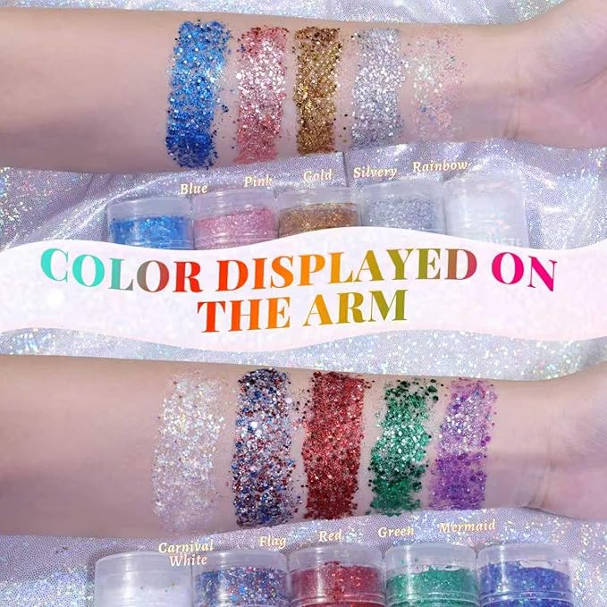 Rainbow Face and Body Glitter Stick for Sparkling Makeup, Hair Glitter Accessories for Women, Highlighting Stick for Fairy Dust Makeup, Cheerful Face Glitter for Festive Parties and Carnivals