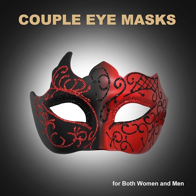 Couple Masquerade Mask for Women Men Shiny Venetian Mask Halloween Mask for Party Prom Ball Costume Lace Masks