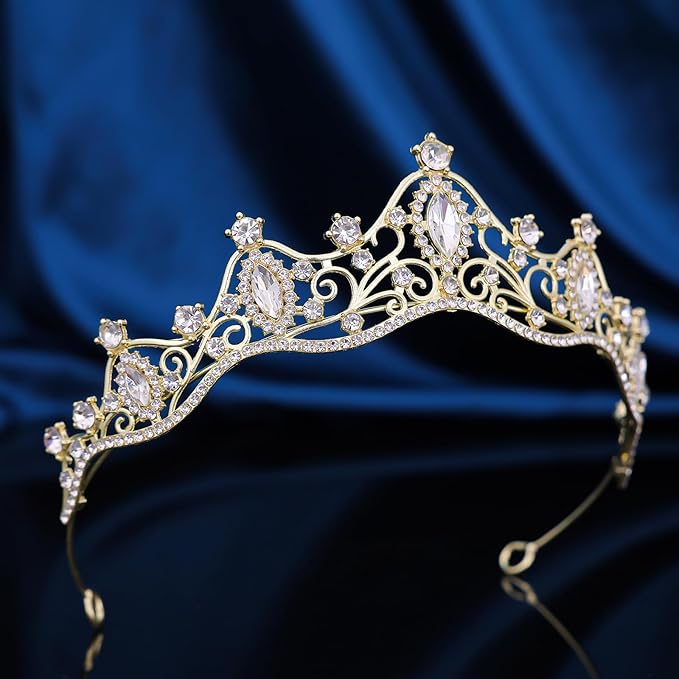 Crystal Princess Queen Tiara - Birthday Rhinestone Crowns Headband for Women Wedding Halloween Prom Pageant Party Coming of Age Ceremony Photo Props （HG293-G White）