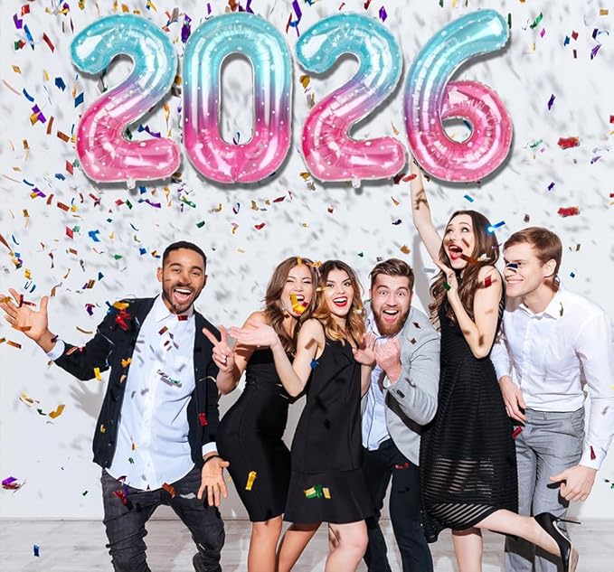 2026 Balloon - Starry Sky Birthday Number Balloons, 40 Inch Large Foil Balloons for Men Women Boys Girls Starry Sky Themed Birthday Decorations，Number 2026 Balloon