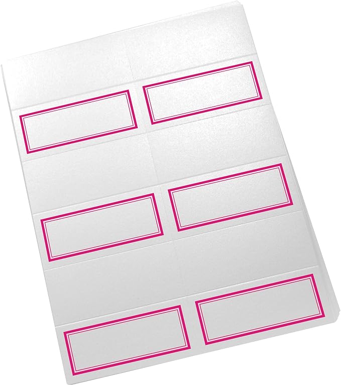 Double Line Border Printable Place Cards, Fuschia (Choose Color), Set of 150 (25 Sheets), Laser & Inkjet Printers - Wedding, Party, Dinner, and Special Events - Made in the USA