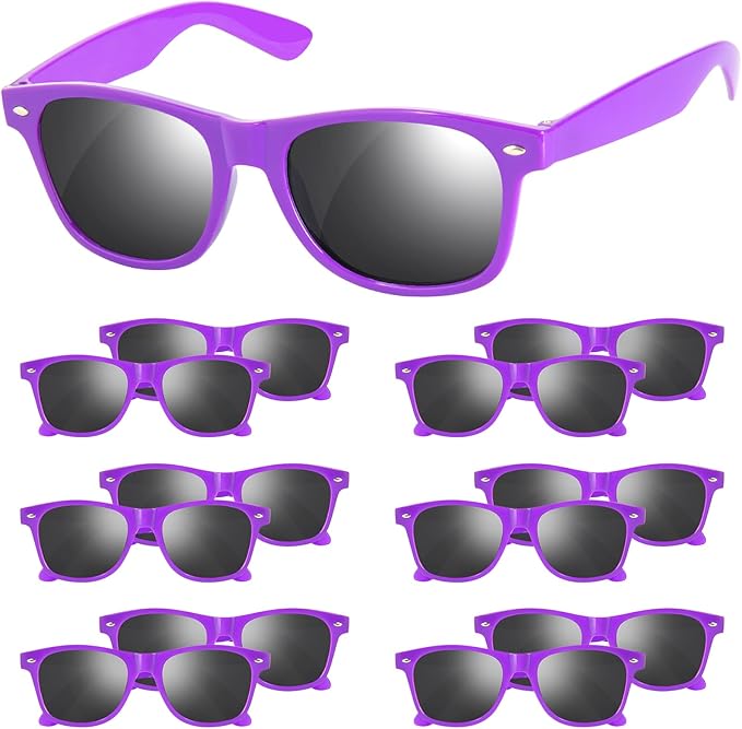Black Sunglasses Party Favors - 12 Pack Sunglasses Bulk for Wedding Graduation Birthday Pool Beach Party Supplies
