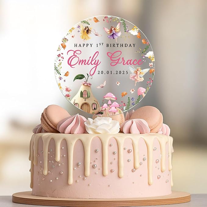 Personalized First Birthday Cake Topper, 1st Birth day Cake Decor For Baby Shower, One Cake Topper 1st Birthday Girl (1st birthday)