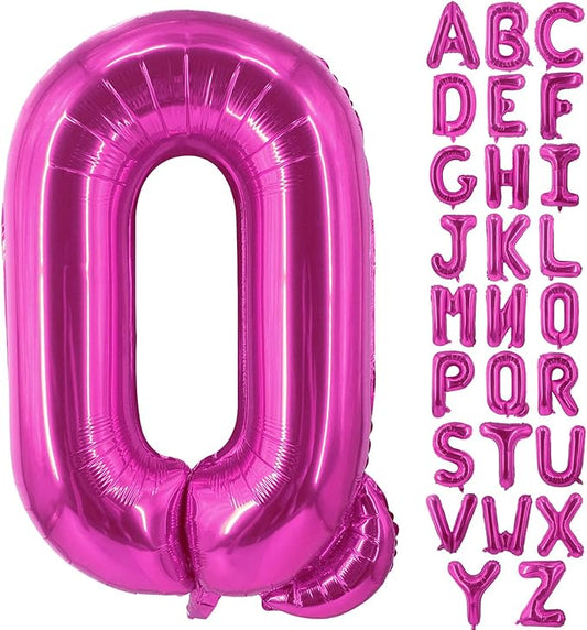 Lovoir 40 Inch Large Hot Pink Letter Q Balloons Big Size Jumbo Mylar Foil Helium Balloon for Birthday Party Celebration Decorations Alphabet Hot Pink Q