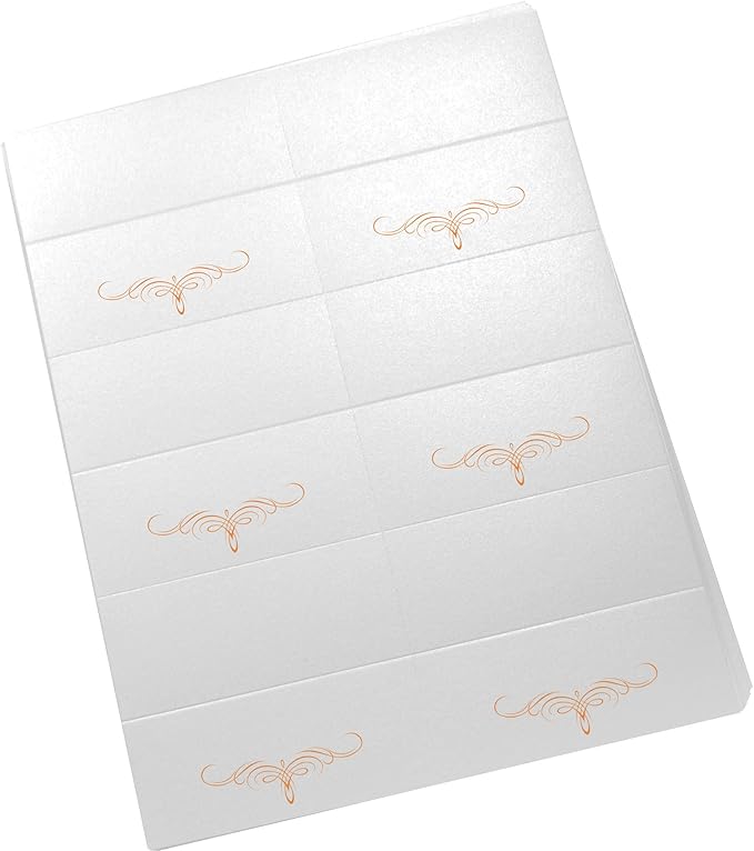 Decadent Flourish Printable Place Cards, Orange (Choose Color), Set of 60 (10 Sheets), Laser & Inkjet Printers - Wedding, Party, Dinner, and Special Events - Made in the USA