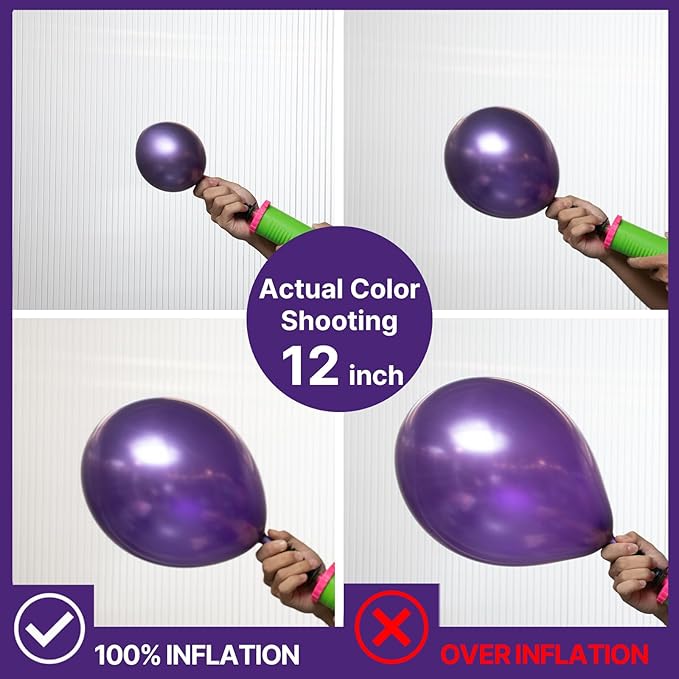 PartyWoo Metallic Purple Balloons 50pcs 12 Inch Chrome Purple Latex Helium Balloons for Mardi Gras Graduation Wedding Bachelorette Baby Shower Anniversary Birthday Party Decorations Purple-G105