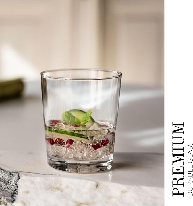 Krosno Drink Water Juice Drinking Glasses, Set of 6, 8.5 oz, Pure Collection, Ideal for Everyday Use, Drinking Glasses, Dishwasher Safe, Made in Europe