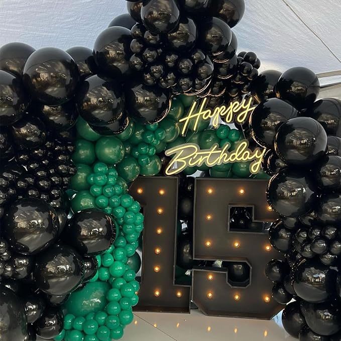 Black Balloon Garland Kit, Black Balloons Different Sizes 113 Pack 18/12/10/5'' Matte Black Latex Balloons Black Helium Party Balloon Arch for Birthday New Year Party (QQ-113)