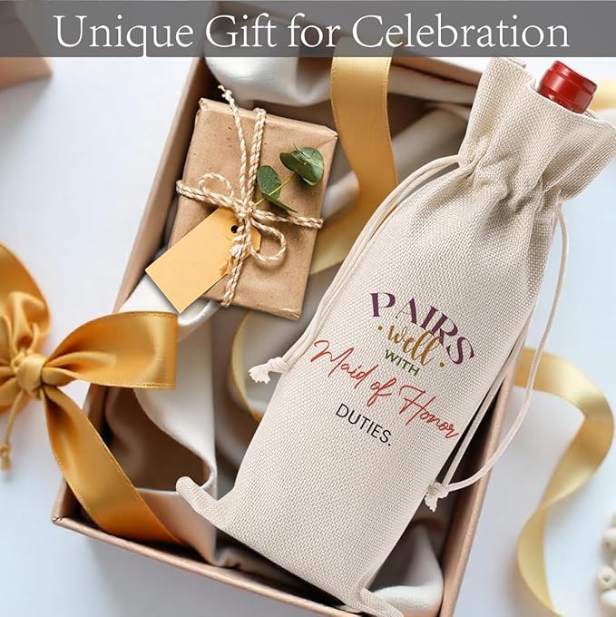 FBCCZEY Matron of Honor Gifts Maid of Honor Proposal Gift matron of honor Gifts Wedding Day Essentials Bridesmaid Duties Wedding Wine Bag with 2pcs Wine Labels