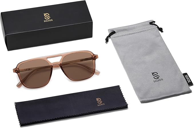 SOJOS Retro Aviator Sunglasses for Women Men,Trendy Rectangle Womens Mens Shades Sun Glasses SJ2202