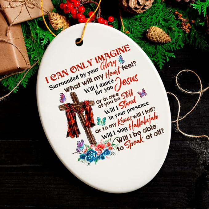 Religious Themed Christmas Ornaments, Nativity and Jesus Christ Decorations (Sentimental Heart Warming Jesus Quote Ornament, Christian Gift)