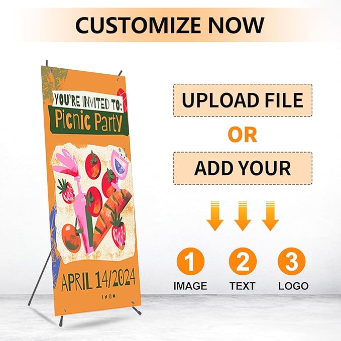 Custom Banner with X Stand for Business, 31.5" X 70.86" Banners and Signs customize with Carrying Bag, Outdoor and Indoor Display, Advertising, Portable Retractable Banner for Exhibitions & Events