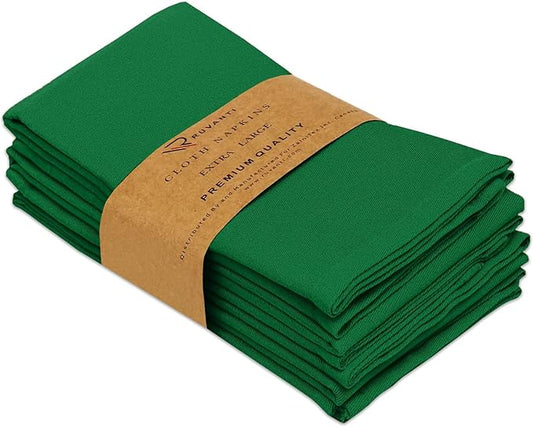Ruvanti Cloth Napkins Set of 4, 18x18 Inches Napkins Cloth Washable, Soft, Durable, Absorbent, Cotton Blend. Table Dinner Napkins Cloth for Hotel, Lunch, Restaurant, Wedding Parties - Dark Green
