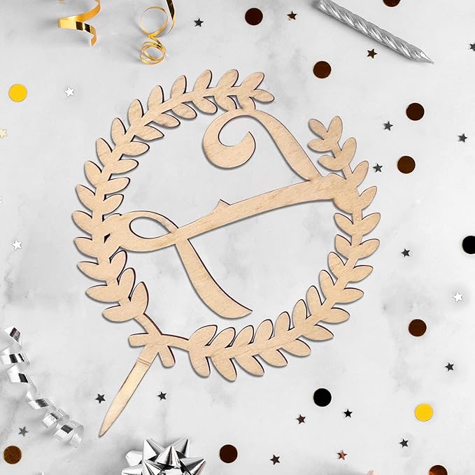 LINGTEER Personalized Inital Letter Z Wooden Cake Topper Perfect for Birthday Rustic Wedding Anniversary Keepsake Party Decoration