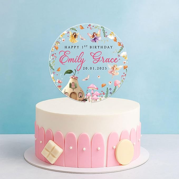 Personalized First Birthday Cake Topper, 1st Birth day Cake Decor For Baby Shower, One Cake Topper 1st Birthday Girl (1st birthday)