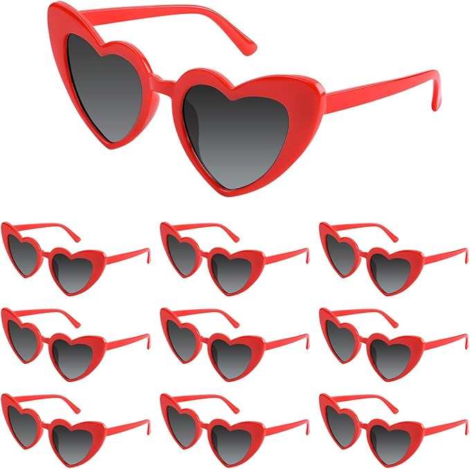 5/10/20 Pack Heart Sunglasses Bachelorette Vintage Heart Shaped Glasses for Wedding Bridesmaid Party Favor