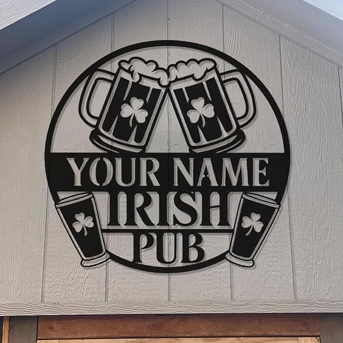 Irish Pub Metal Sign - Custom Bar LED Wall Art, Vintage Metal Plaque for Tavern, Basement, Man Cave, St. Patrick’s Day Gifts for Men, Dad, Papa, Husband, Beer Lovers