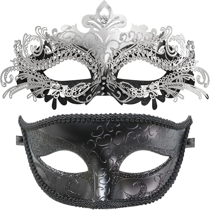 Coddsmz Couple Masquerade Mask Set - Venetian & Mardi Gras Mask for Women & Men