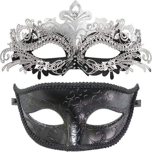 Coddsmz Couple Masquerade Mask Set - Venetian & Mardi Gras Mask for Women & Men