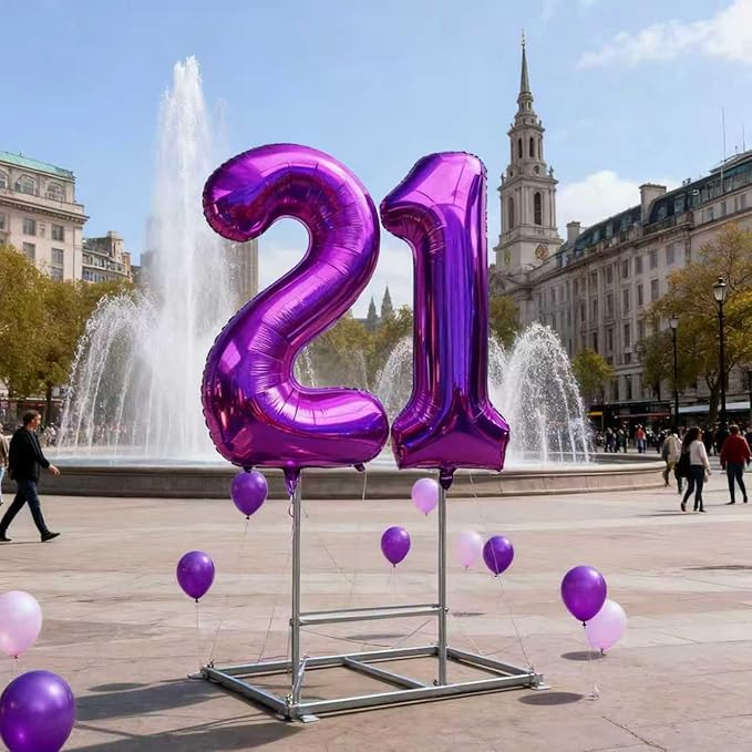 Laser Hot Pink Number 21 Balloons 40 Inch Giant Number Pink 21 Foil Mylar Balloons for 12th or 21st Birthday Anniversary Events Party Decorations