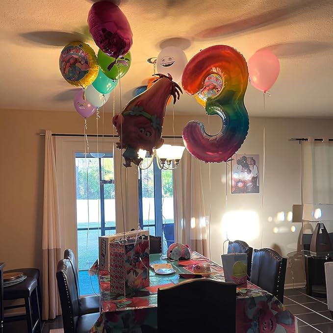 Rainbow Number 3 Balloon 40 Inch Rainbow 3 Balloon Giant Helium Foil Number 0 to 9 Balloons Birthday Wedding Party Digital Decorations Number 3