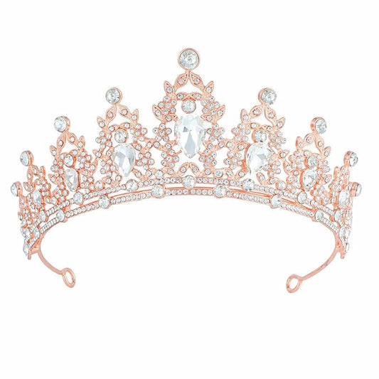 Tiara Crown for Women, Headband Hair Accessories for Birthday Wedding Party Costume (C-Rose)