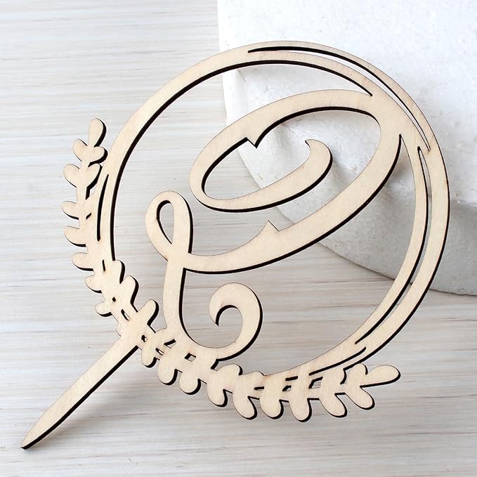 LINGTEER Personalized Inital Letter Q Wooden Cake Topper Perfect for Birthday Rustic Wedding Anniversary Keepsake Party Decoration