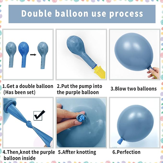 Dusty Blue Balloon Arch Kit | Double Stuffed Dark Light Baby Blue Garland with Navy & Cream White Balloons for Neutral Baby Shower, Gender Reveal, Wedding Decor