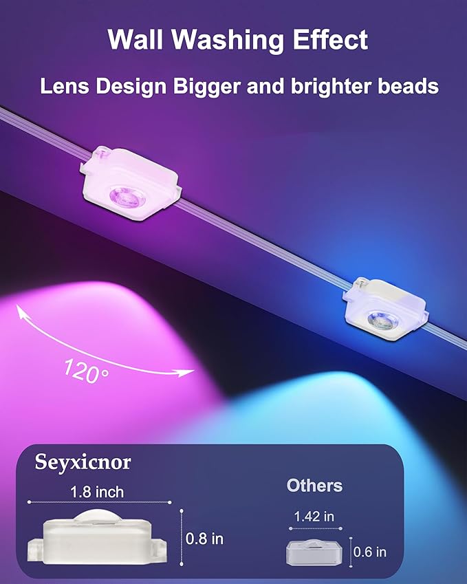 Permanent Outdoor String Lights, 50ft RGBW+IC Smart LED Eaves Lights Waterproof IP67, App & Remote Control, Multi-Colored DIY Scene Lighting for Halloween Christmas House Year-Round Decor