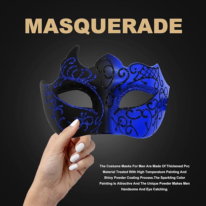 Couple Masquerade Mask for Women Men Shiny Venetian Mask Halloween Mask for Party Prom Ball Costume Lace Masks