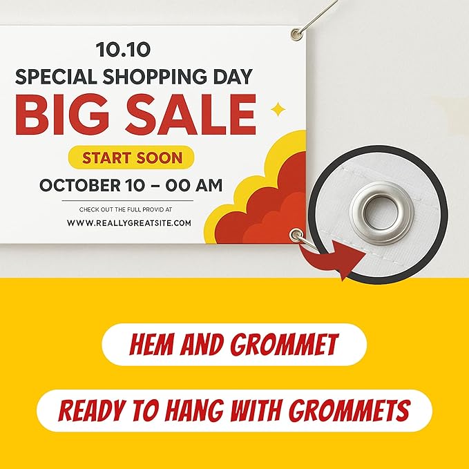 Custom Vinyl Banner with 150+ Sizes – Personalized Outdoor or Indoor Sign – Any Color & Design – Made in USA – Party, Business, Event Use