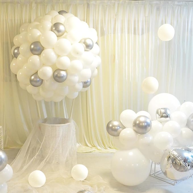KAWKALSH 200pcs White Balloons 5 Inch, Small Mini Latex Balloons for Party Birthday Baby Shower Anniversary Festival Arch Garland Decoration