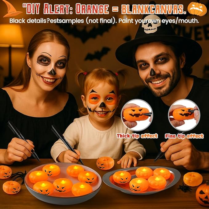 2.3” x12PK Orange Floating Candles-Halloween Flameless Water - Activated Candles, 180+ Hours Long - Lasting- Fall Decorations- Pool Decor-Thanksgiving Decorations