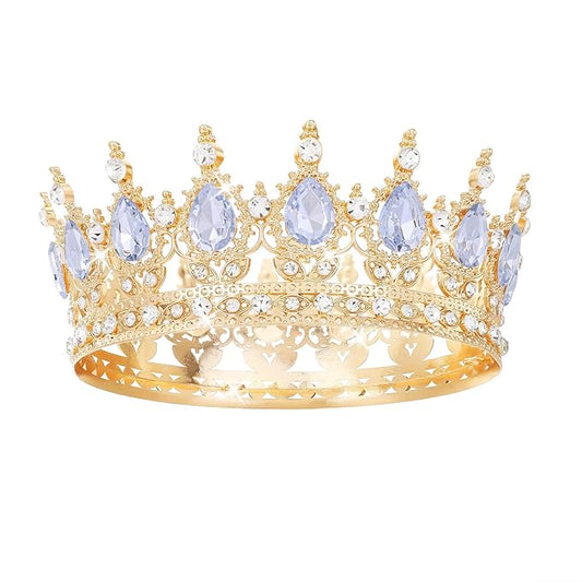 Gold Crown for Women Crystal Tiara and Queen Crown for Girl Wedding Headband for Bride Hair Accessories for Costume Birthday Party Cake Decoration Prom