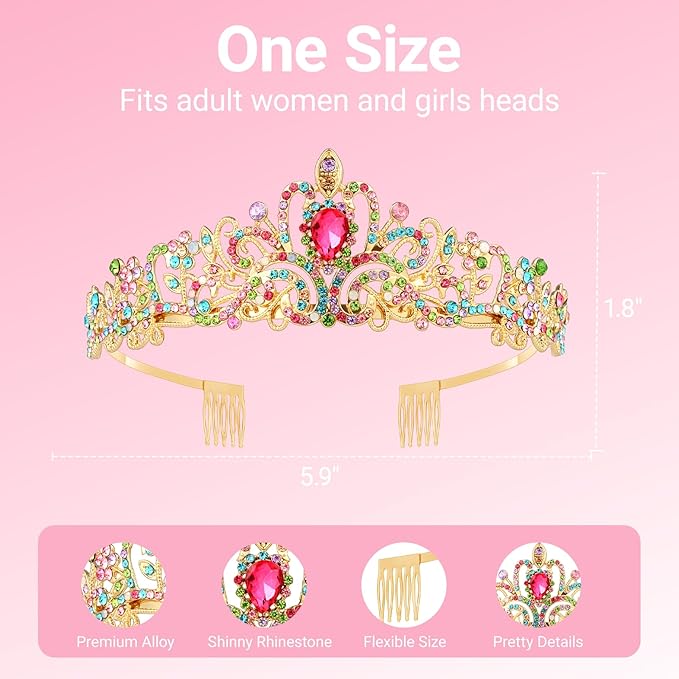 Tiara and Crown for Women, Hair Accessories for Wedding Party Costume