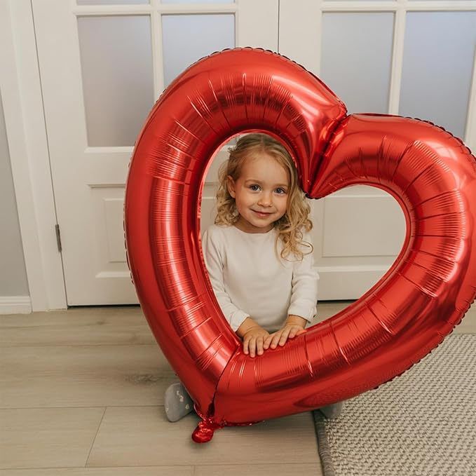 Red Heart Balloons,3Pcs 40Inch Large Hollow Out Heart foil Balloon for Valentine's Day Birthday Wedding Baby Shower Anniversary Party Decorations