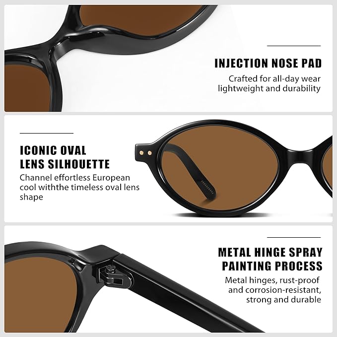 GRFISIA Retro Oval Sunglasses Womens Small Trendy Sun Glasses Sunnies UV400 Protection