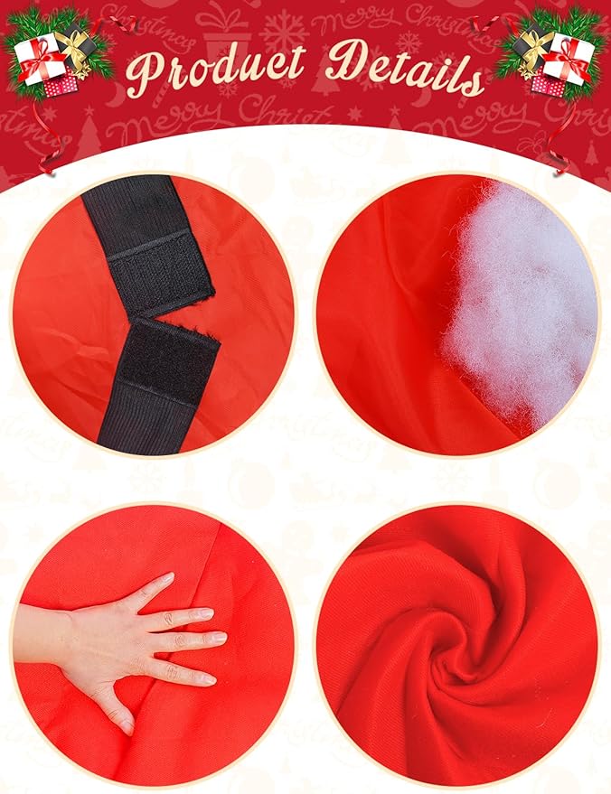 Santa Claus Fake Belly Padded Tummy - Men's Unisex Costume Prop for Christmas Halloween Cosplay Accessory Plus Size Stomach