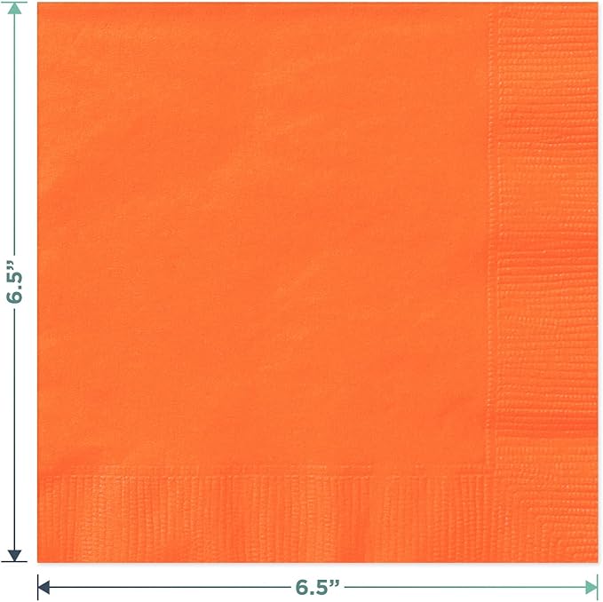 Solid Orange Paper Dinner Plates and Lunch Napkins - Pumpkin Orange Party Supplies For Birthdays, Fall Parties, Halloween, and More (Serves 16)