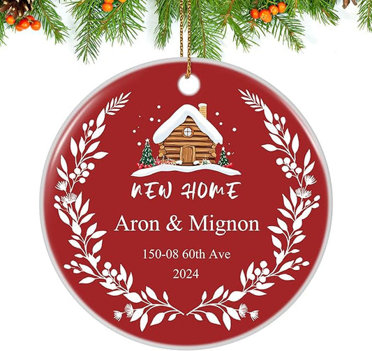 Custom Ceramic Christmas Ornaments with Photo Text - Personalized New Home Christmas Hanging Decorations Decorations