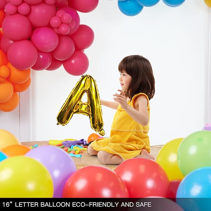 [85 PCS] 16" Foil Personalized Name Happy Birthday Balloons Letters, Mylar Aluminum Custom Name and Age Letter Balloons, 2 Sets A- Z & 0-9 for Birthday Party Graduation, Mother's Day Event (Gold)